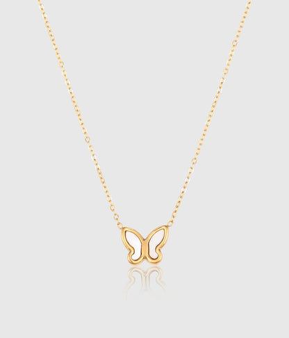 White Shell Butterfly Pendant Necklace - OUZELJewellery