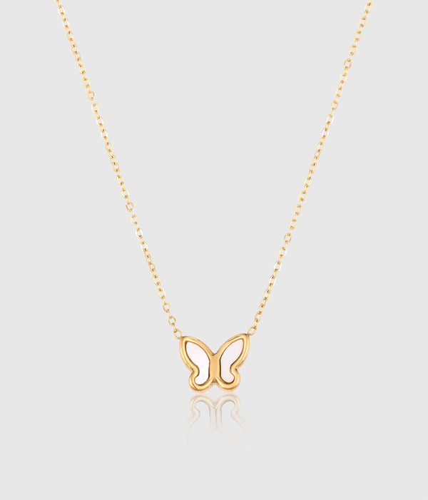White Shell Butterfly Pendant Necklace - OUZELJewellery
